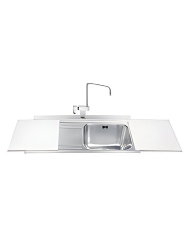 Lavello Smeg LI91BS 90x50 cm 1 vasca con gocciolatoio a sinistra con vetri bianchi