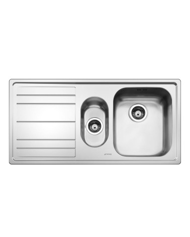 Lavello Smeg LE102S2 inox 1 + 1/2 vasca con gocciolatoio sinistro 100x50 cm.