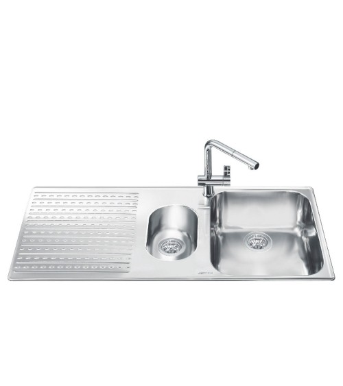 Lavello Smeg LTS102S2 inox 1+1/2 vasca con gocciolatoio sinistro 100x50 cm