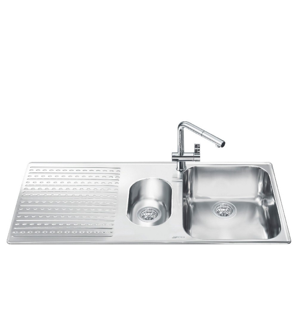 Lavello Smeg LTS102S2 inox 1+1/2 vasca con gocciolatoio sinistro 100x50 cm