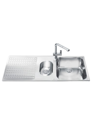 Lavello Smeg LTS102S2 inox 1+1/2 vasca con gocciolatoio sinistro 100x50 cm