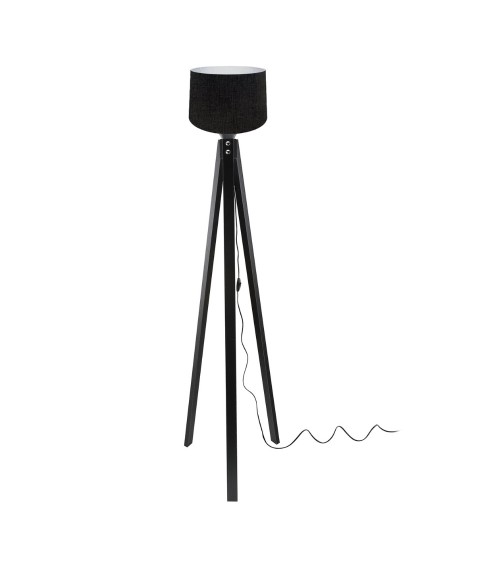 Lampada da terra DECONE3566 con piantana nera e paralume nero