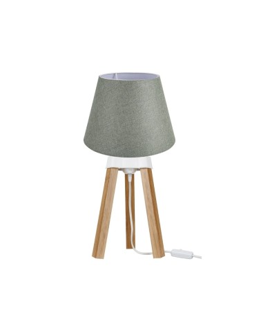 Lampada da tavolo PIKORO2638 con paralume verde e base rovere