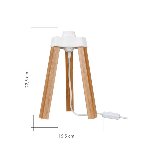 Lampada da tavolo PIKORO2638 con paralume verde e base rovere