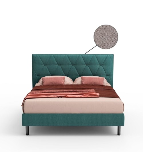 Letto Cody matrimoniale contenitore con testiera trapuntata colore beige