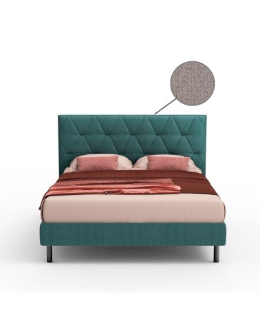 Letto Cody matrimoniale contenitore con testiera trapuntata colore beige