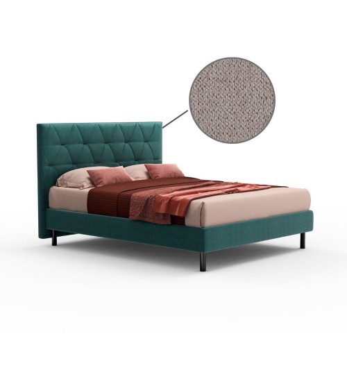Letto Cody matrimoniale contenitore con testiera trapuntata colore beige
