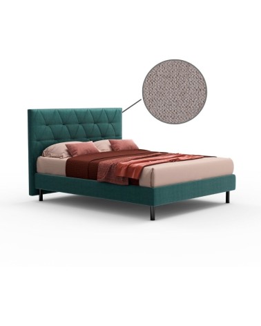 Letto Cody matrimoniale contenitore con testiera trapuntata colore beige