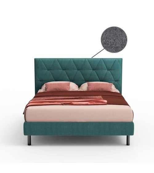 Letto Cody matrimoniale contenitore con testiera trapuntata colore grigio