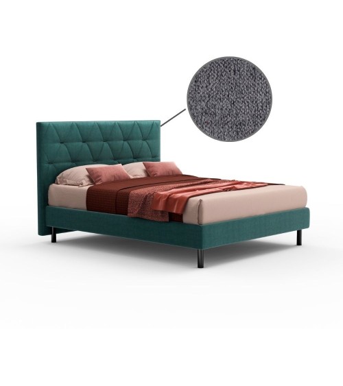 Letto Cody matrimoniale contenitore con testiera trapuntata colore grigio