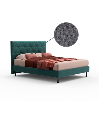 Letto Cody matrimoniale contenitore con testiera trapuntata colore grigio
