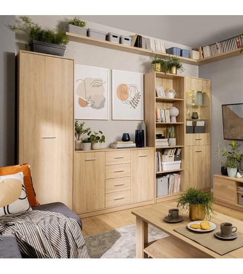 Libreria Nepo con 5 nicchie a giorno colore rovere