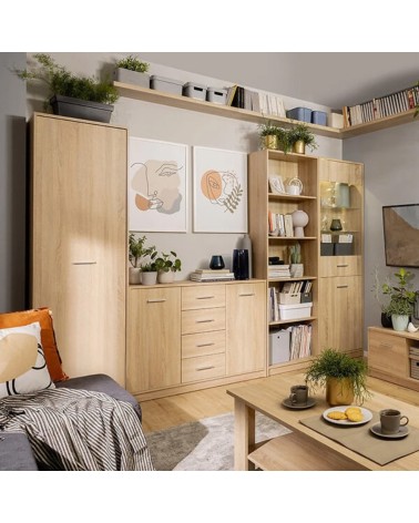 Libreria Nepo con 5 nicchie a giorno colore rovere