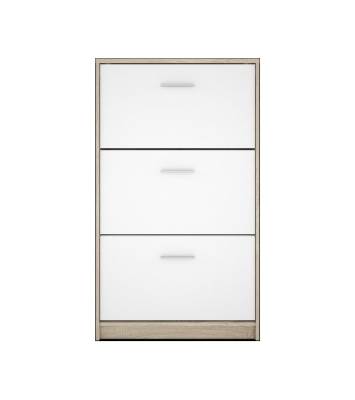 Scarpiera Nepo 3 scomparti colore struttura rovere e frontali bianchi