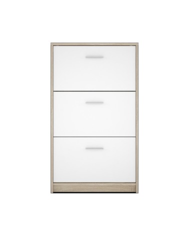 Scarpiera Nepo 3 scomparti colore struttura rovere e frontali bianchi