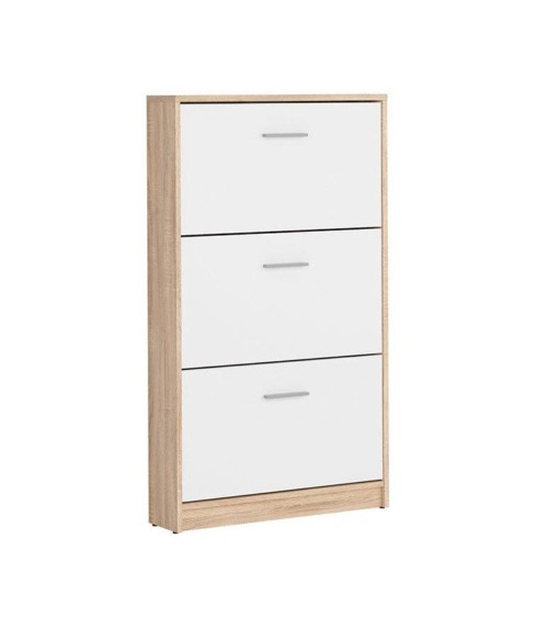 Scarpiera Nepo 3 scomparti colore struttura rovere e frontali bianchi