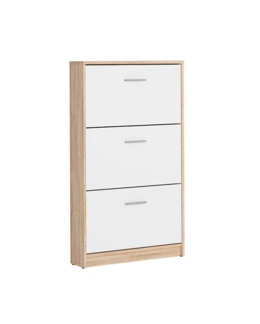 Scarpiera Nepo 3 scomparti colore struttura rovere e frontali bianchi