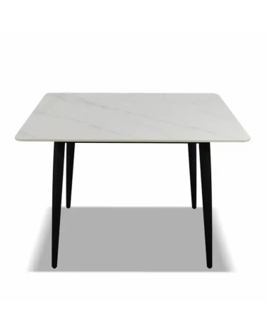 Tavolo Brot 120x70x75 cm con piano bianco lucido e gambe nere