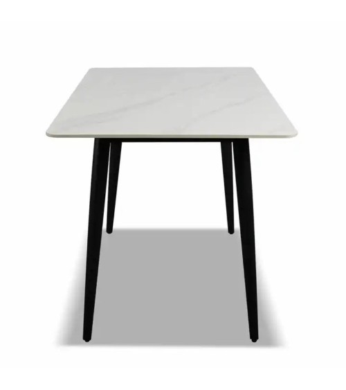 Tavolo Brot 120x70x75 cm con piano bianco lucido e gambe nere