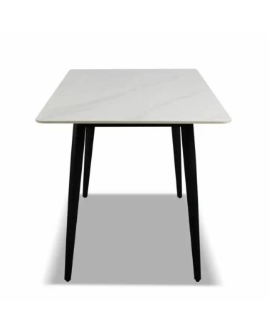Tavolo Brot 120x70x75 cm con piano bianco lucido e gambe nere
