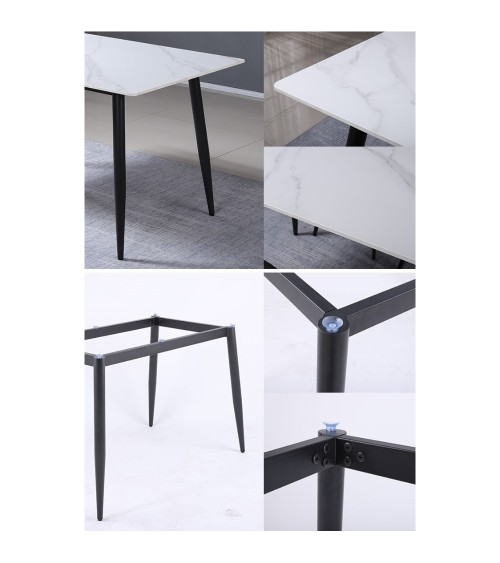 Tavolo Brot 120x70x75 cm con piano bianco lucido e gambe nere