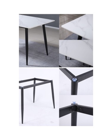 Tavolo Brot 120x70x75 cm con piano bianco lucido e gambe nere