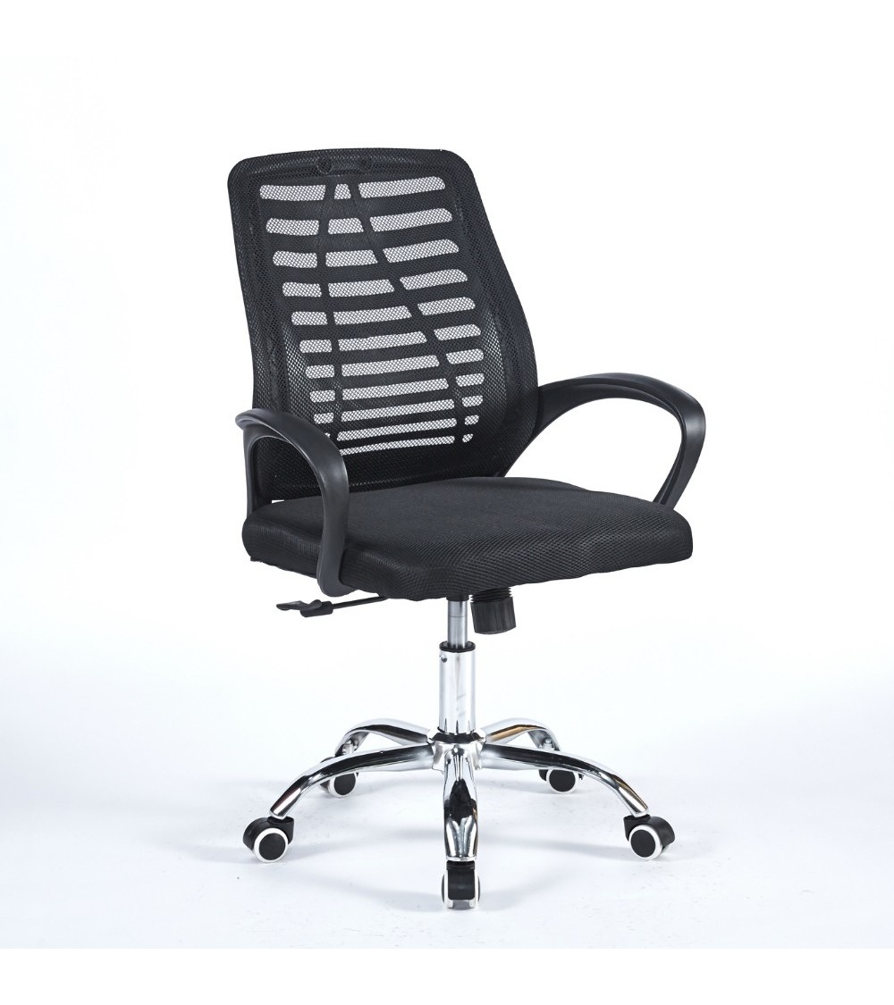 Poltrona ufficio New Bisk 48x51x88 cm. con mesh nero e base cromata