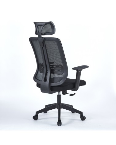 Poltrona ufficio Satia in tessuto e mesh nero con base nera