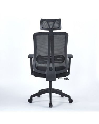 Poltrona ufficio Satia in tessuto e mesh nero con base nera