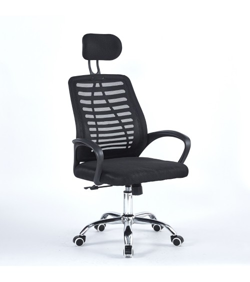 Poltrona ufficio Colin 46x62x107 cm. in tessuto e mesh nero e base cromata
