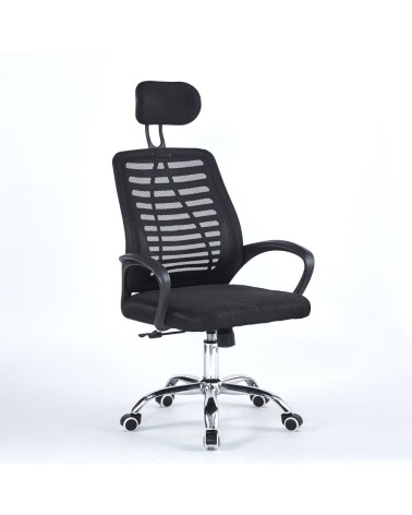 Poltrona ufficio Colin 46x62x107 cm. in tessuto e mesh nero e base cromata
