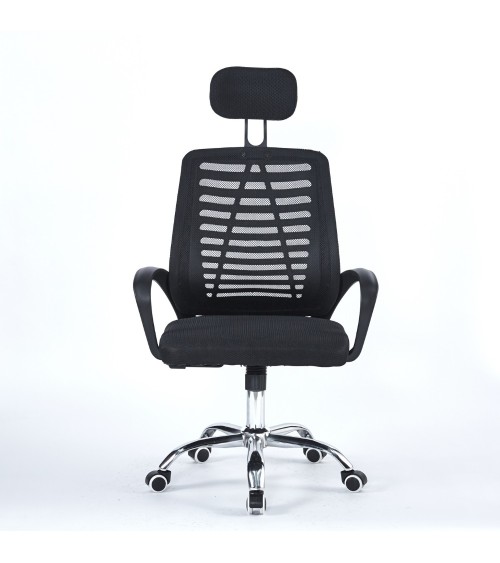 Poltrona ufficio Colin 46x62x107 cm. in tessuto e mesh nero e base cromata