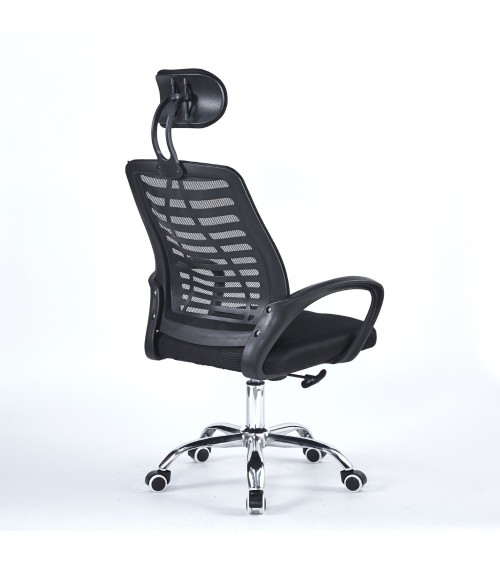 Poltrona ufficio Colin 46x62x107 cm. in tessuto e mesh nero e base cromata