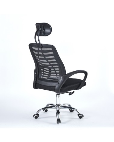 Poltrona ufficio Colin 46x62x107 cm. in tessuto e mesh nero e base cromata
