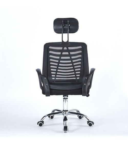 Poltrona ufficio Colin 46x62x107 cm. in tessuto e mesh nero e base cromata