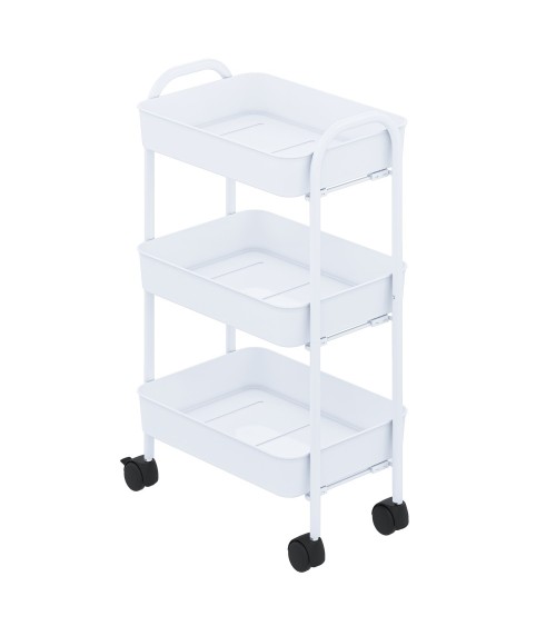 Carrello service multiuso Tier 3 ripiani con rotelle in metallo bianco