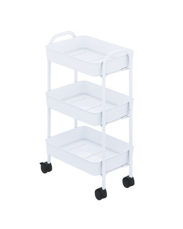 Carrello service multiuso Tier 3 ripiani con rotelle in metallo bianco