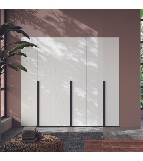 Armadio Coco 6 ante battenti colore bianco Portland e maniglie nere opache