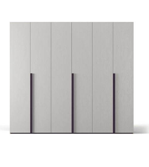 Armadio Coco 6 ante battenti colore bianco Portland e maniglie nere opache