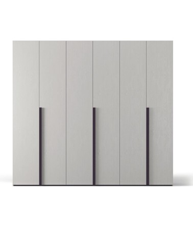 Armadio Coco 6 ante battenti colore bianco Portland e maniglie nere opache