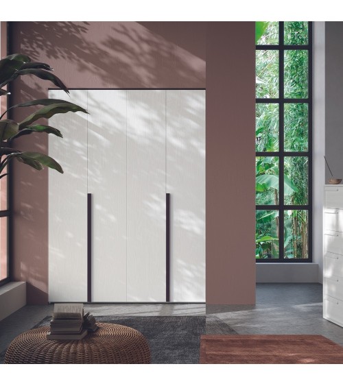 Armadio Coco 4 ante colore bianco Portland e maniglie nero opaco