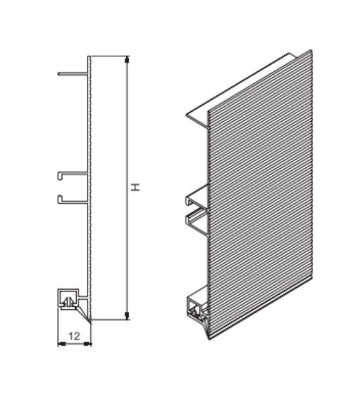 Zoccolo alluminio mille righe H12 barra da 4 mtl ZOCC1000H12ALL