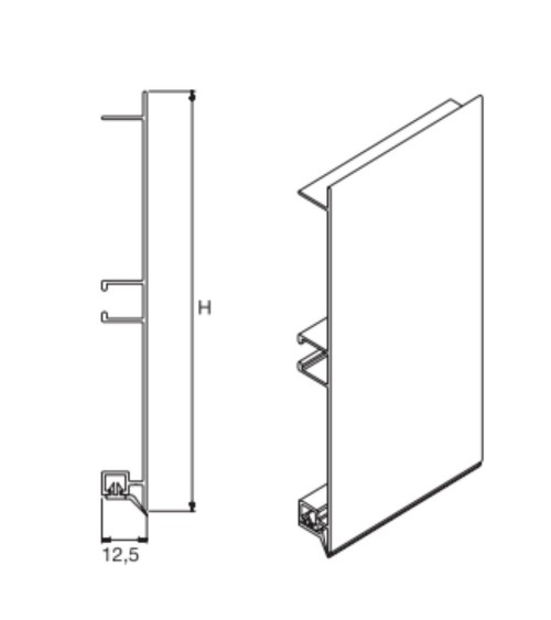 Zoccolo alluminio H15 barra 4 mtl ZOCCH15ALL