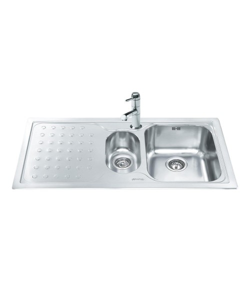 Lavello Smeg LV100S3 1 vasca + 1/2 con gocciolatoio sinistro 100x50 cm inox