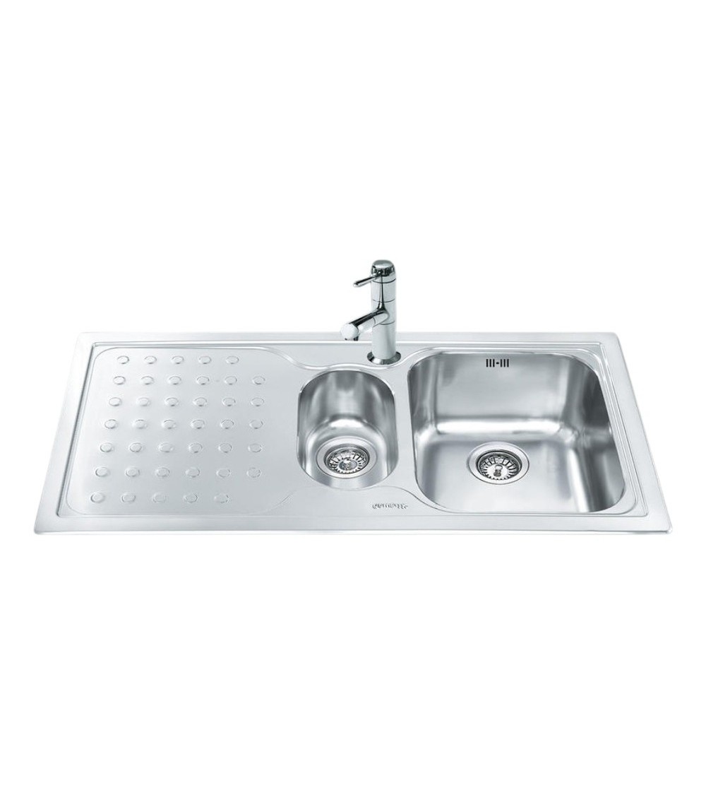 Lavello Smeg LV100S3 1 vasca + 1/2 con gocciolatoio sinistro 100x50 cm inox