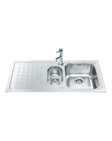 Lavello Smeg LV100S3 1 vasca + 1/2 con gocciolatoio sinistro 100x50 cm inox