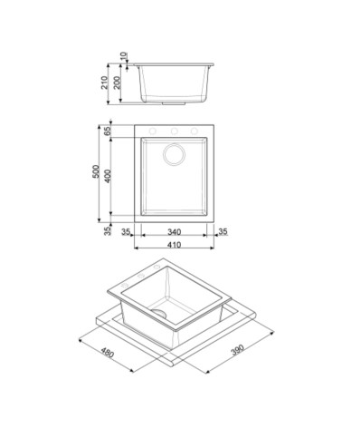 Lavello monovasca Smeg VZ40TT fragranite titanio 40 cm