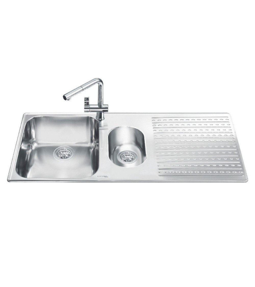 Lavello Smeg LTS102D2 inox 1+1/2 vasca con gocciolatoio destro 100x50 cm