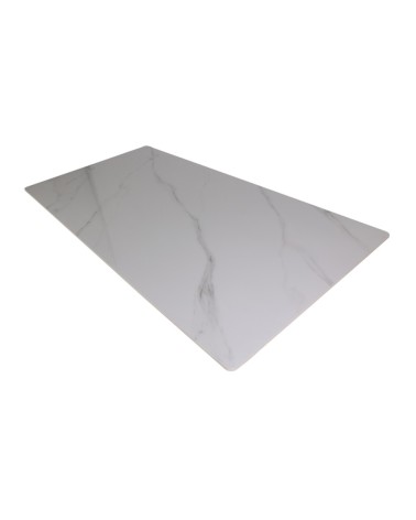 Tavolo Solid 180x90 piano ceramica effetto marmo bianco lucido e gambe nere
