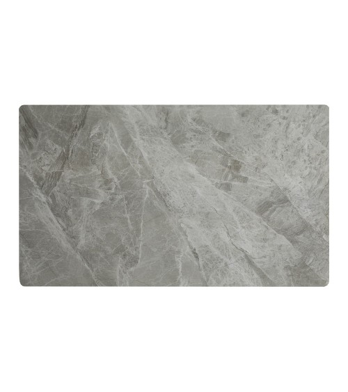 Tavolo Pacific con piano in ceramica effetto marmo grigio lucido e gambe nere